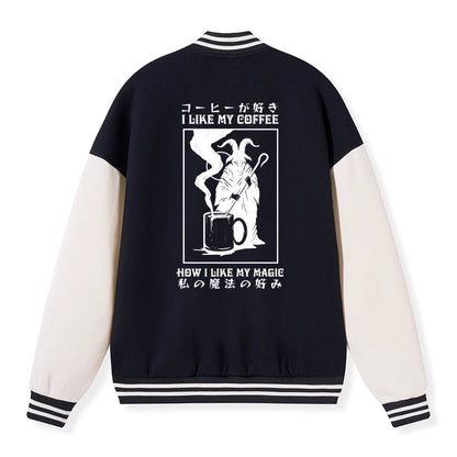 Tokyo-Tiger I Like My Coffee Embroidery Varsity Jacket