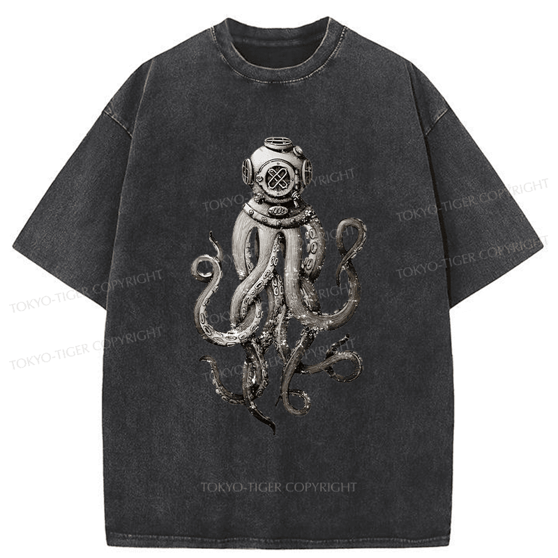 Tokyo-Tiger Terror Octopus Japanese Washed T-Shirt