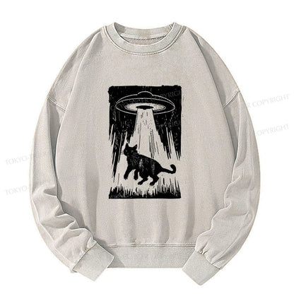 Tokyo-Tiger Cat Kidnapped By Aliens Washed Sweatshirt