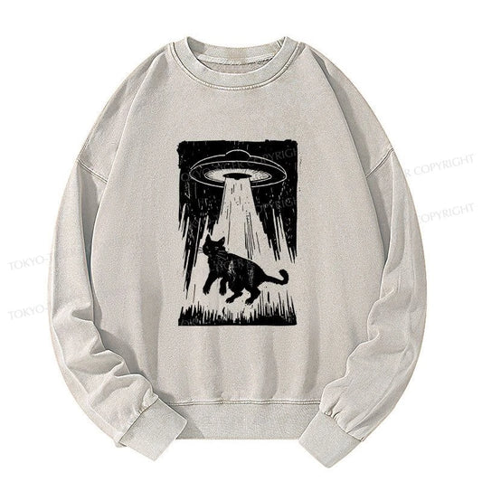 Tokyo-Tiger Cat Kidnapped By Aliens Washed Sweatshirt