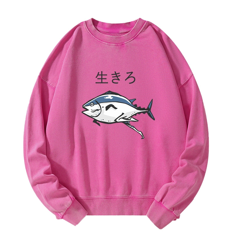 Tokyo-Tiger Running Fish Washed Sweatshirt