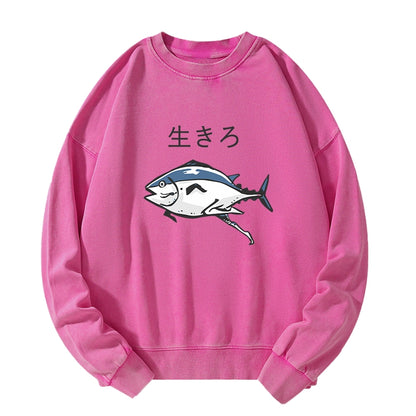 Tokyo-Tiger Running Fish Washed Sweatshirt