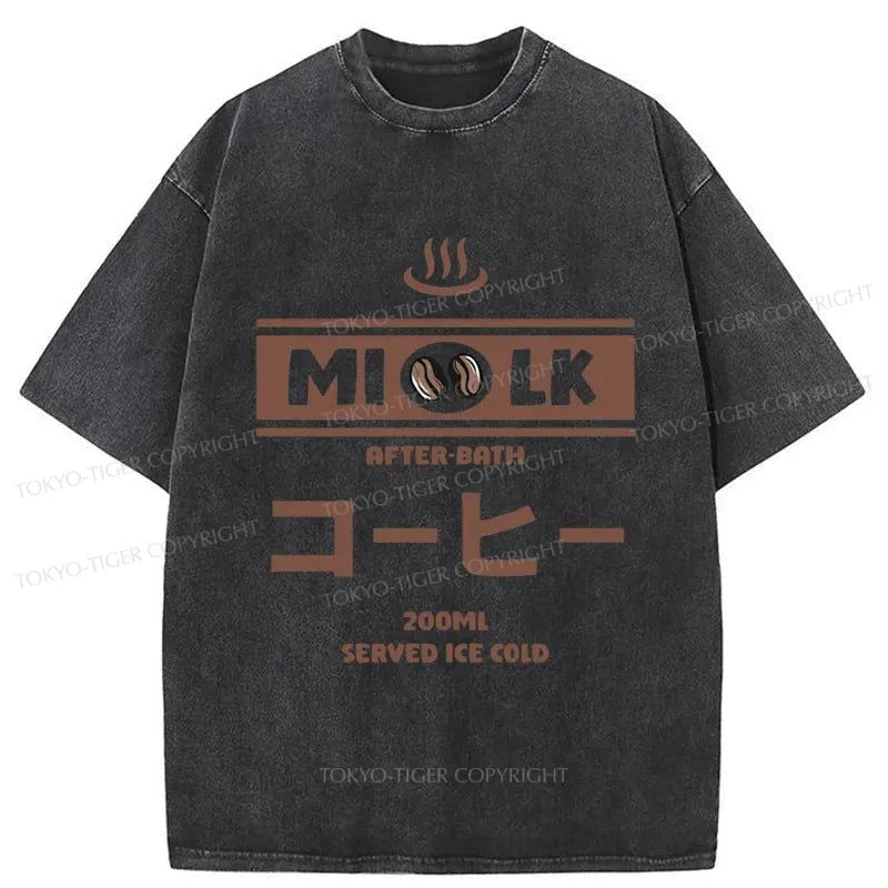 Tokyo-Tiger Onsen Milk Coffee Flavor Japanese Washed T-Shirt