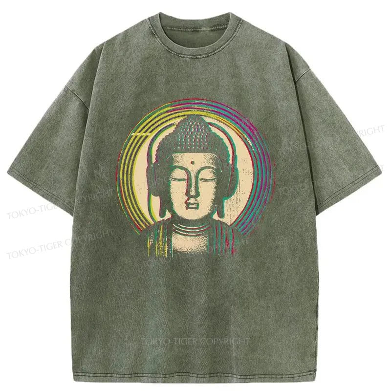 Tokyo-Tiger Buddha With Headphones Washed T-Shirt