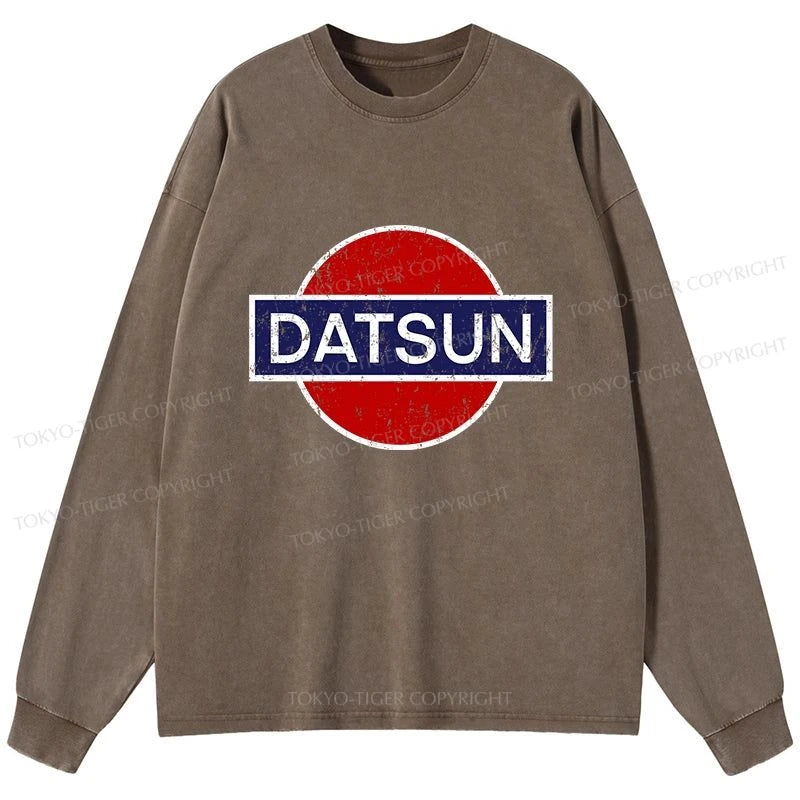 Tokyo-Tiger Datsun Vintage Car Washed Long Sleeve T-Shirt