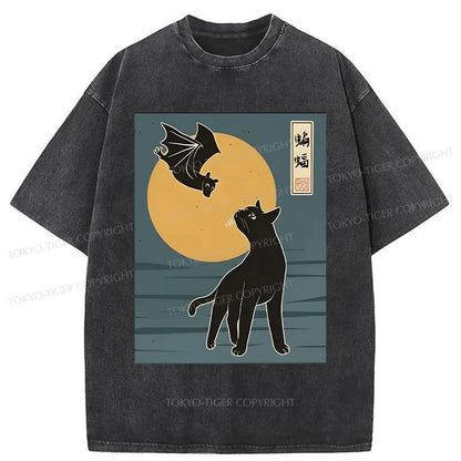 Tokyo-Tiger The Cat With Batty Washed T-Shirt