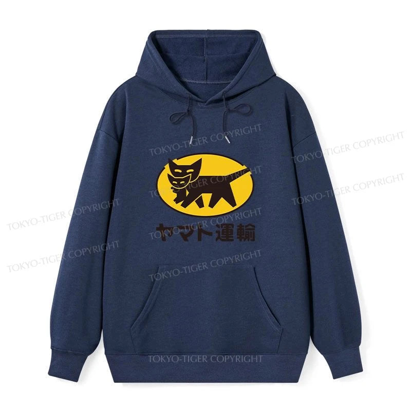 Tokyo-Tiger Black Cat Transport Pattern Japanese Classic Hoodie