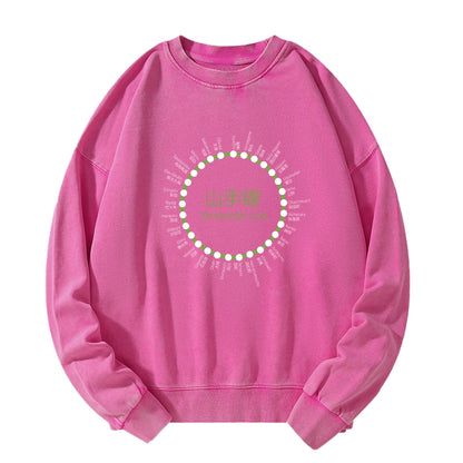 Tokyo-Tiger Yamanote Line Stations Circle Washed Sweatshirt