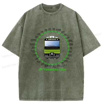 Tokyo-Tiger JR Yamanote Line Train Washed T-Shirt