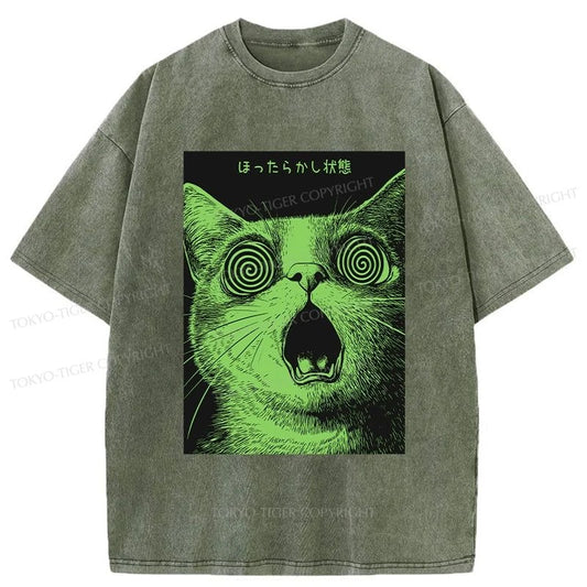 Tokyo-Tiger Confused Cat Japanese Washed T-Shirt