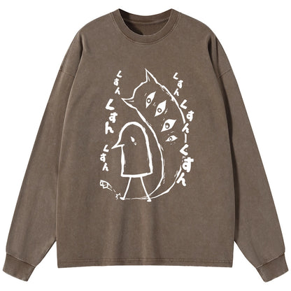 Tokyo-Tiger Goodnight Punpun Japanese Washed Long Sleeve T-Shirt