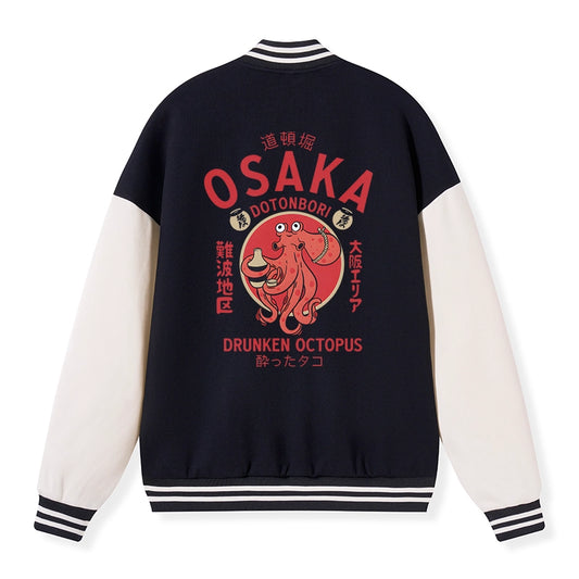 Tokyo-Tiger Drunken Octopus Japan Embroidery Varsity Jacket