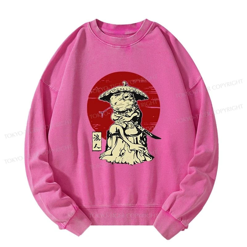 Tokyo-Tiger Rounin Japanese Frog Samurai Washed Sweatshirt