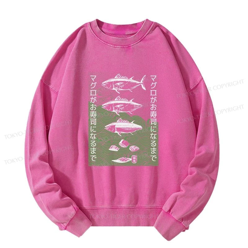 Tokyo-Tiger How Tuna Becomes Sushi Washed Sweatshirt