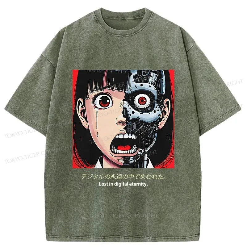 Tokyo-Tiger Cyborg Girl Washed T-Shirt