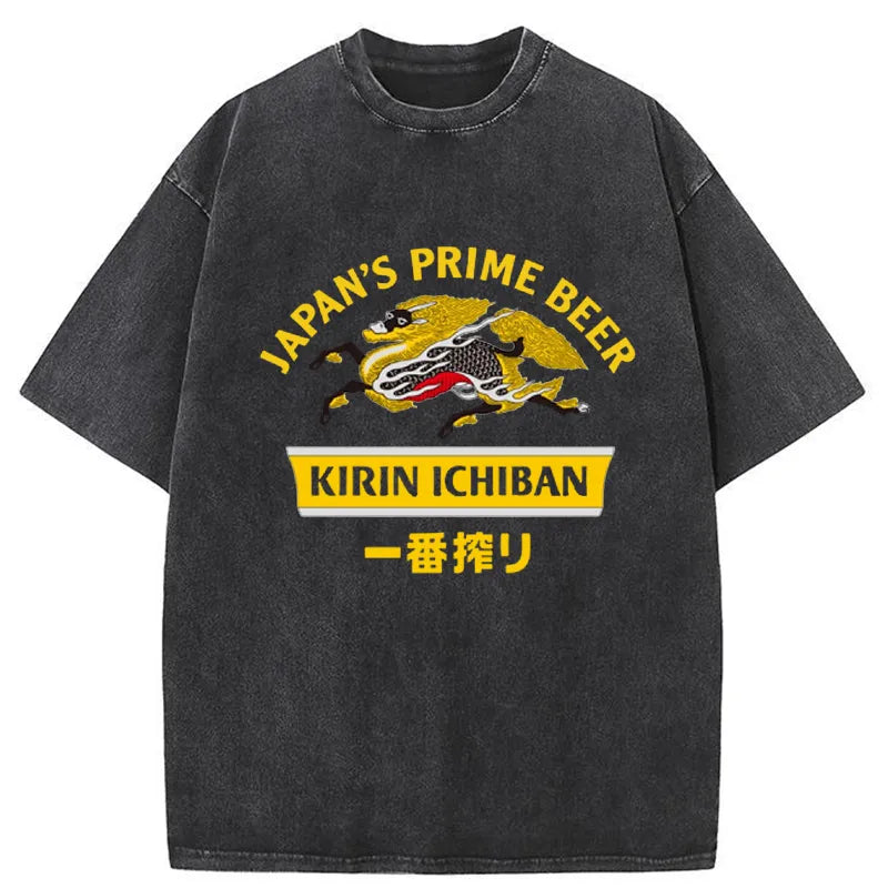 Tokyo-Tiger Kirin Ichiban Beer Logo Japanese Washed T-Shirt