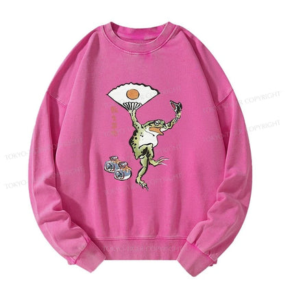 Tokyo-Tiger Dancing Frog Japanese Washed Sweatshirt