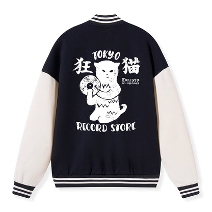 Tokyo-Tiger Tokyo Record Store Cat CD Embroidery Varsity Jacket