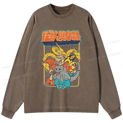 Tokyo-Tiger Kaiju Club Japanese Washed Long Sleeve T-Shirt