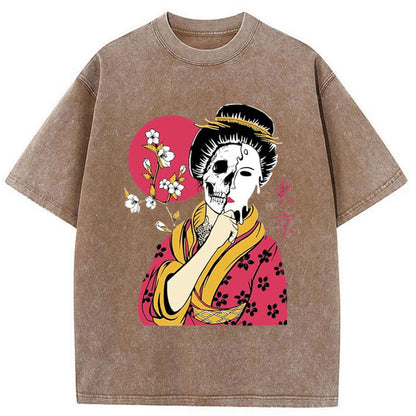 Tokyo-Tiger  Kabuki Geisha Skull Washed T-Shirt