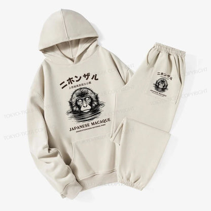 Tokyo-Tiger The Macaque Monkey In The Bath Japanese Fleece Lined Hoodie Set