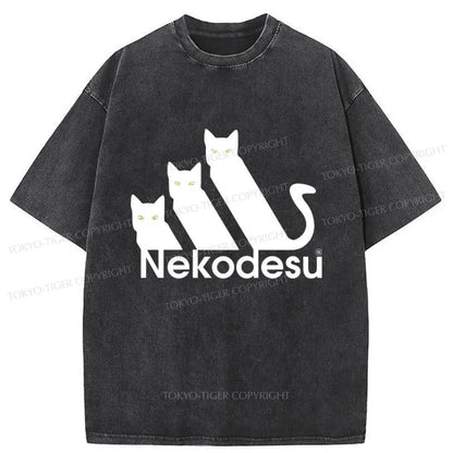 Tokyo-Tiger Nekodesu Japanese Washed T-Shirt