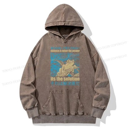 Tokyo-Tiger Violence Is Never The Answer Its The Solution Washed Hoodie