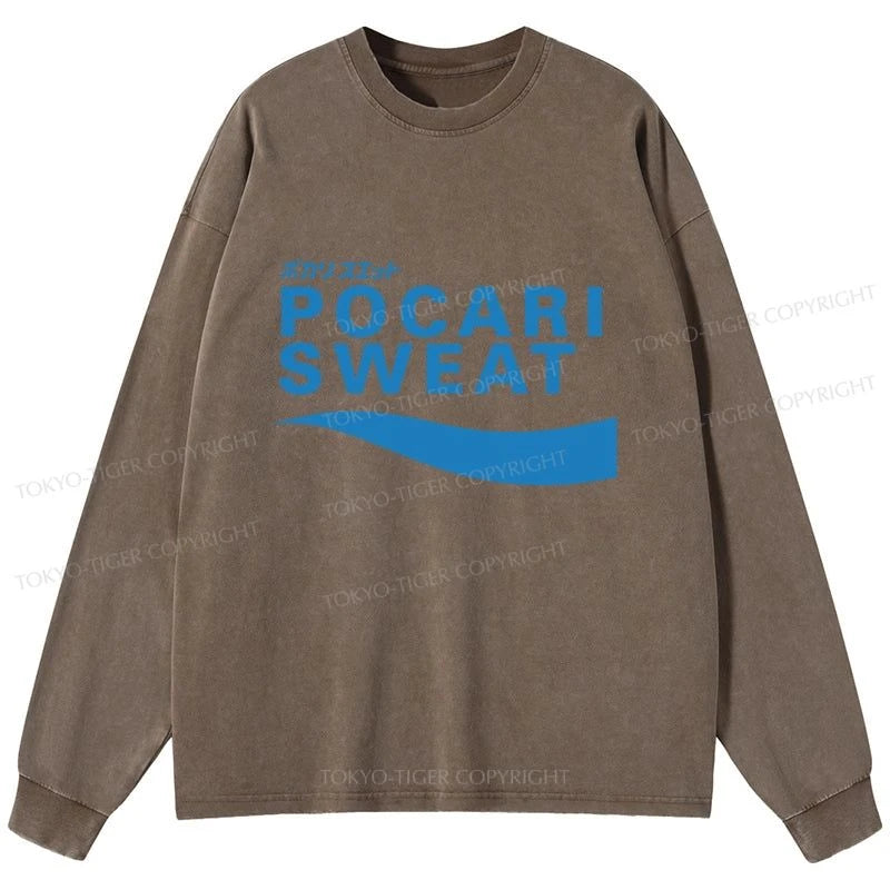 Tokyo-Tiger POCARI SWEAT Blue Washed Long Sleeve T-Shirt