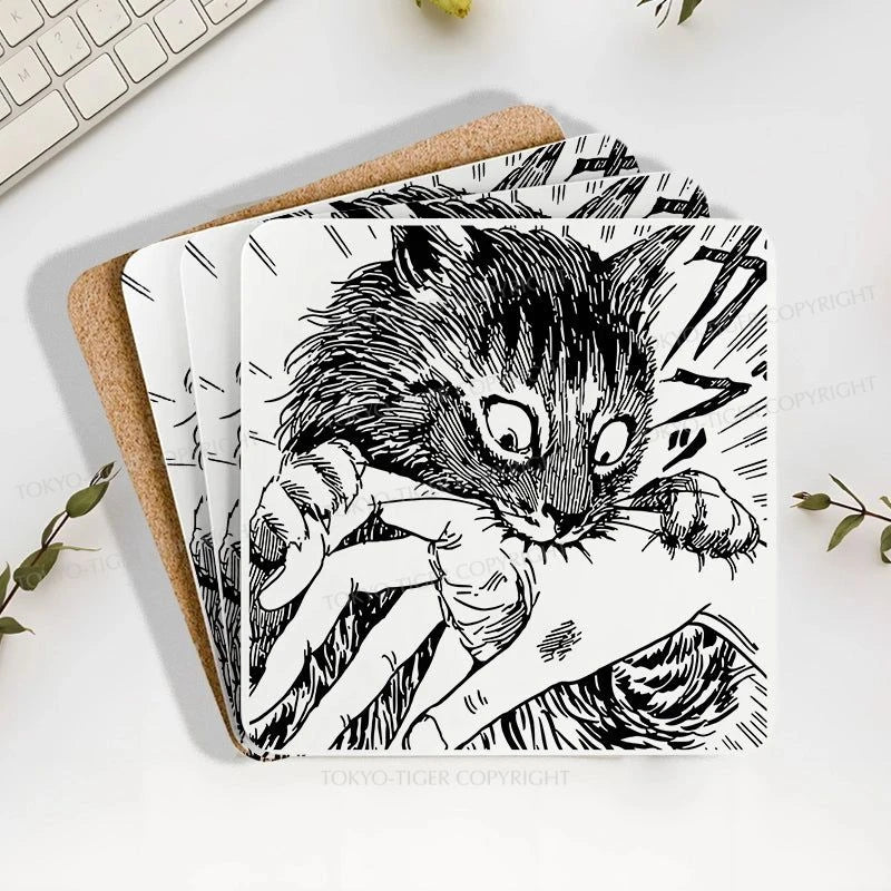 Tokyo-Tiger Creepy Cat Anime Horror Anteater Coaster