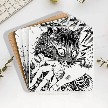 Tokyo-Tiger Creepy Cat Anime Horror Anteater Coaster