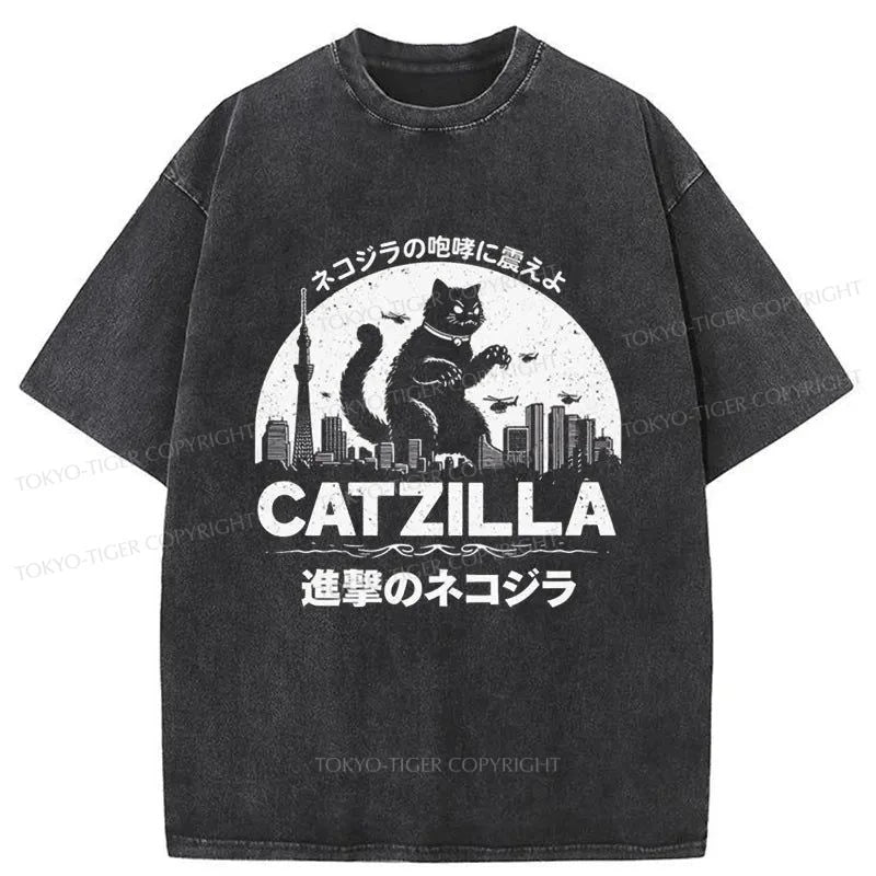 Tokyo-Tiger Japanese Catzilla Washed T-Shirt