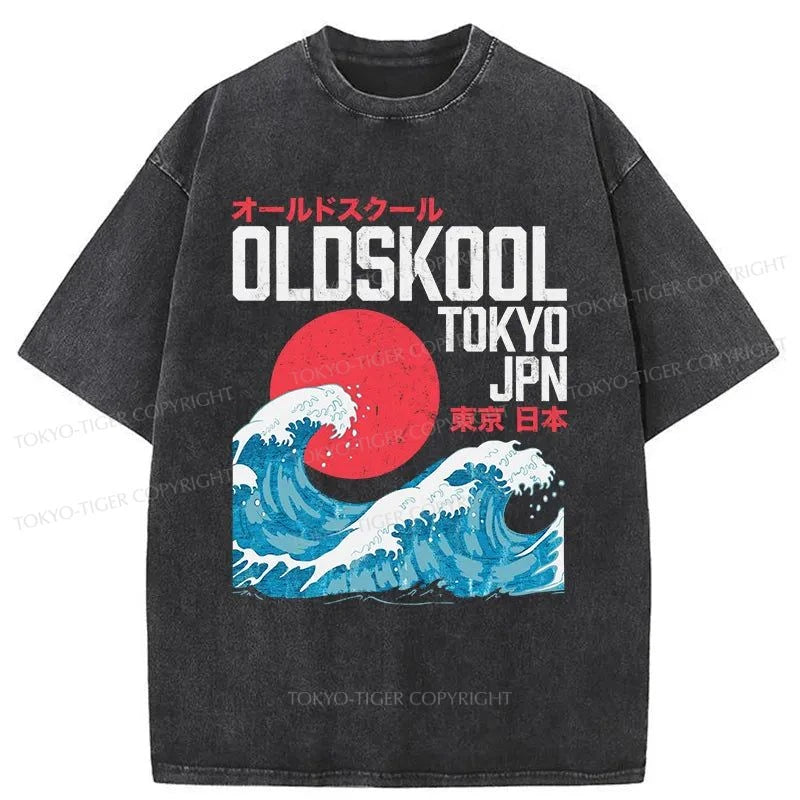 Tokyo-Tiger Old Skool Tokyo Japan Washed T-Shirt