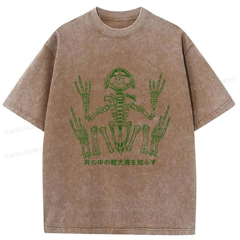 Tokyo-Tiger Frog Skeleton Japanese Washed T-Shirt