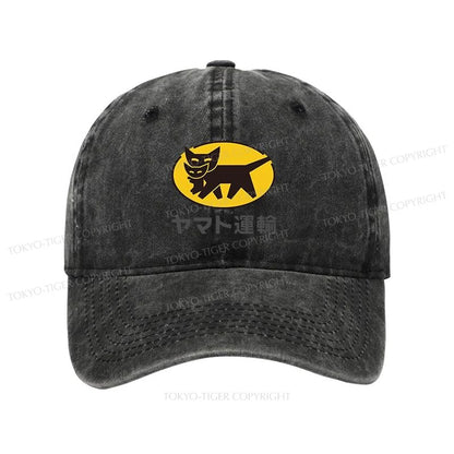 Tokyo-Tiger Black Cat Transport Pattern Japanese Washed Cap