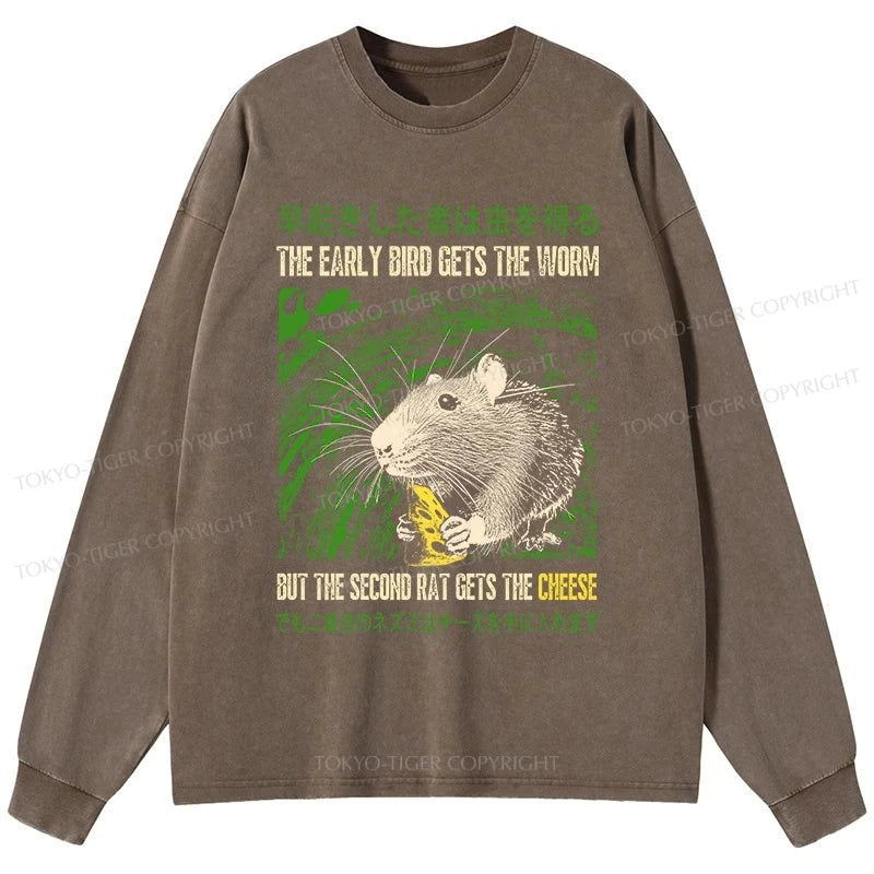 Tokyo-Tiger The Early Bird Gets The Worm Washed Long Sleeve T-Shirt