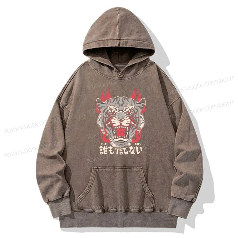 Tokyo-Tiger Retro Tiger Japanese Washed Hoodie