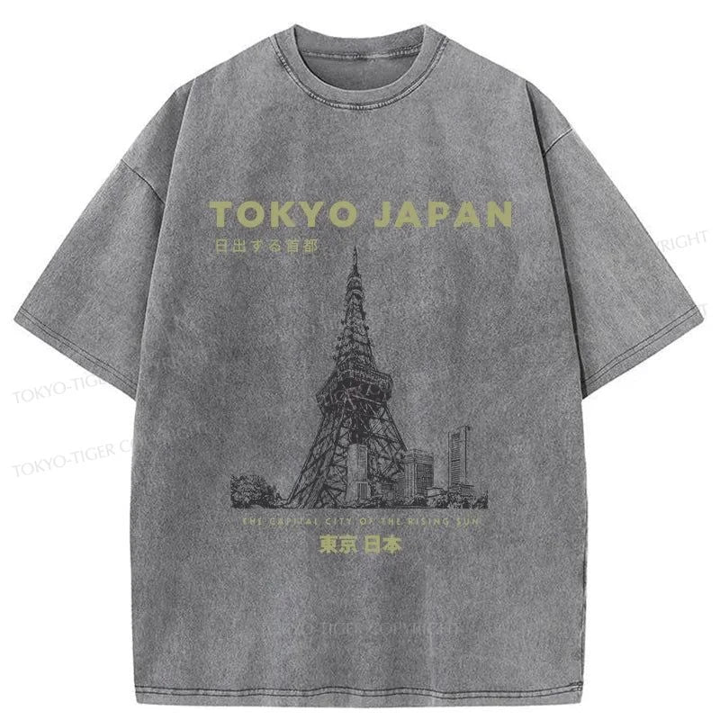 Tokyo-Tiger Tokyo Tower Japan Washed T-Shirt