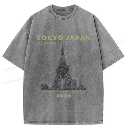 Tokyo-Tiger Tokyo Tower Japan Washed T-Shirt