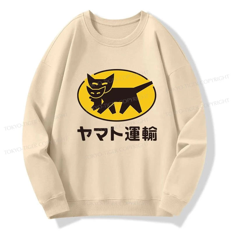 Tokyo-Tiger Black Cat Transport Pattern Japanese Sweatshirt