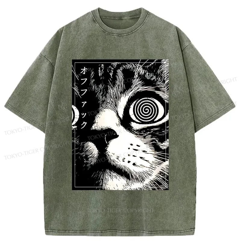 Tokyo-Tiger Scary Cat Japan Washed T-Shirt