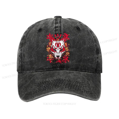 Tokyo-Tiger Japanese Kitsune Mask Washed Cap