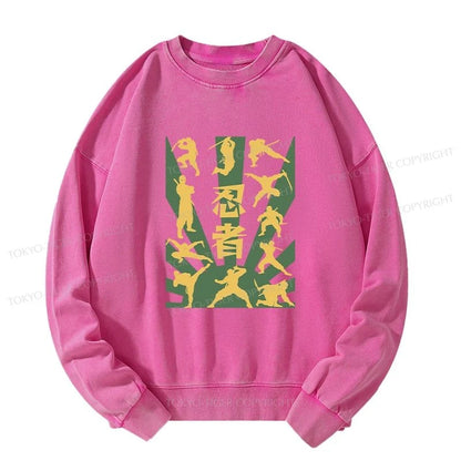 Tokyo-Tiger Japanese Ninja Print Washed Sweatshirt