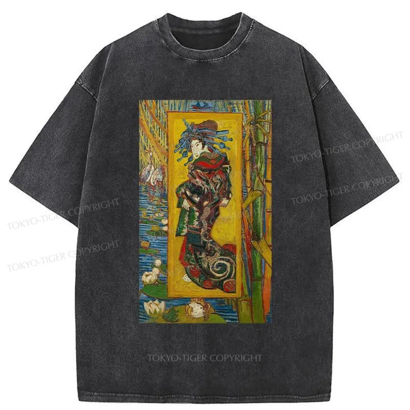 Tokyo-Tiger Vincent Van Gogh Painting Japan Washed T-Shirt