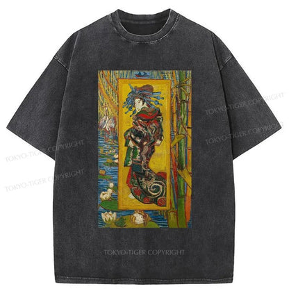 Tokyo-Tiger Vincent Van Gogh Painting Japan Washed T-Shirt