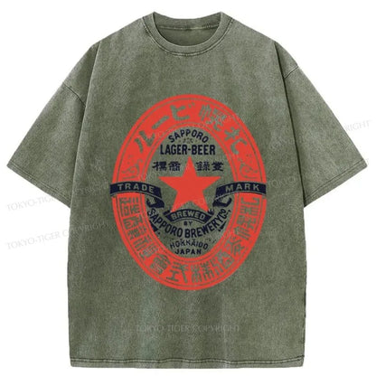 Tokyo-Tiger Vintage Sapporo Lager Beer Washed T-Shirt