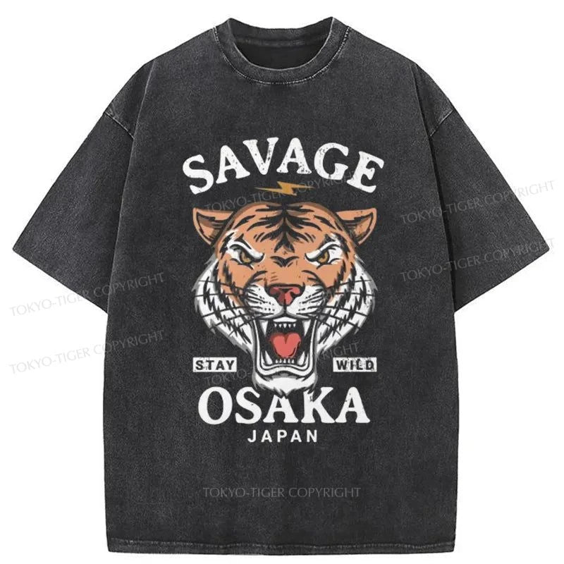 Tokyo-Tiger Savage Osaka Japan Washed T-Shirt