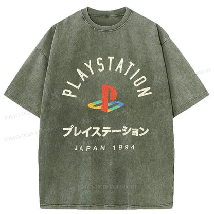 Tokyo-Tiger PlayStation Logo Japan Washed T-Shirt