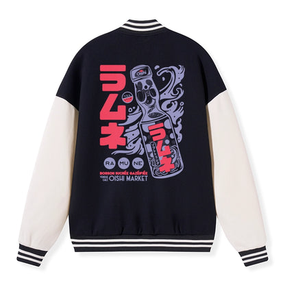 Tokyo-Tiger Ramune Print Japanese Embroidery Varsity Jacket