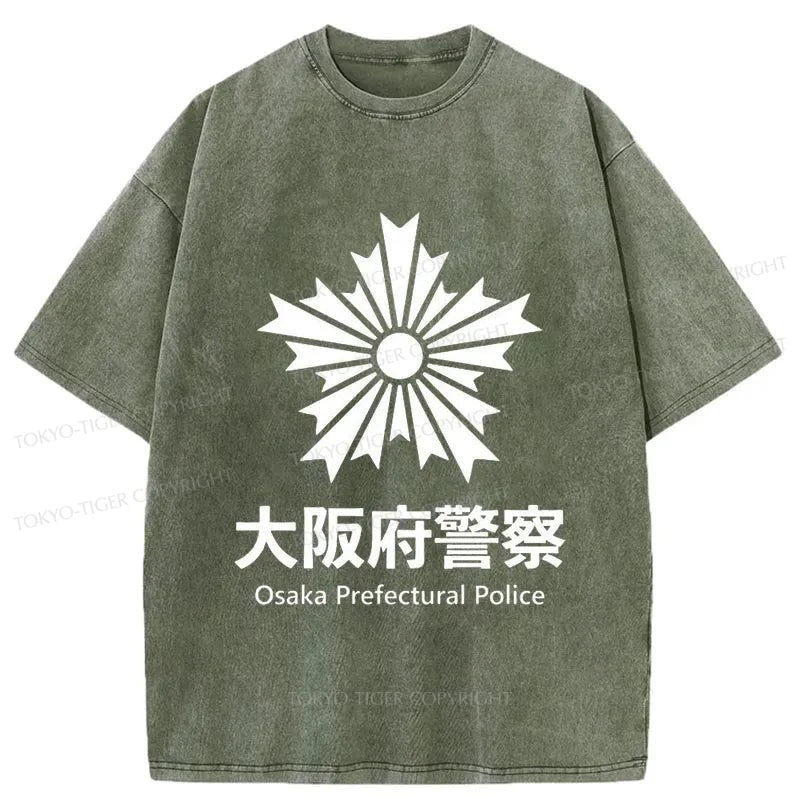 Tokyo-Tiger Osaka Prefectural Police Japanese Washed T-Shirt