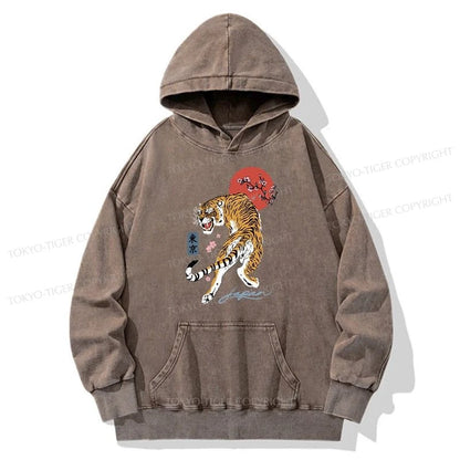 Tokyo-Tiger Tiger Blossom Japanese Sakura Washed Hoodie